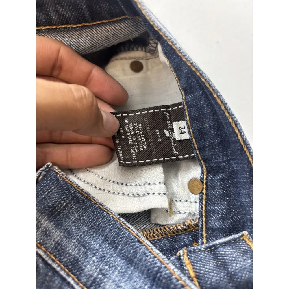 7 For All Mankind Boycut Flare Jeans Womens 24 Blue Medium Wash Button Fly
